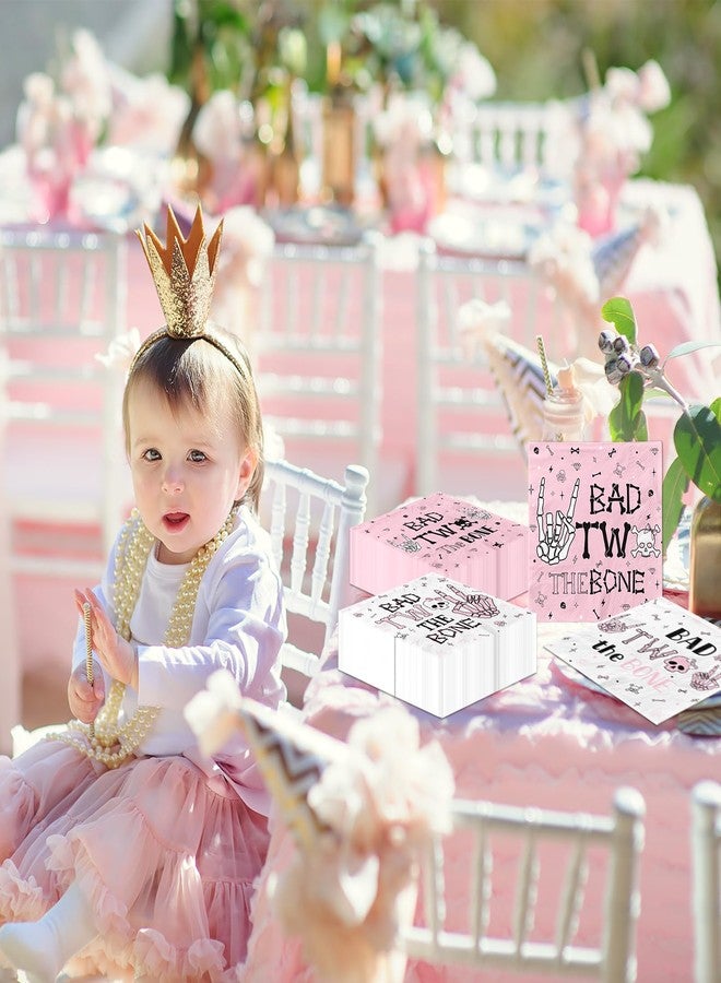 Dydamud Bad Two the Bone Party Decorations Girl, 50Pcs Bad Two The Bone Napkins 2 Year Old Girl Birthday Party Supplies Rock and Roll 2nd Birthday Napkins, Bad to the Bone 2nd Birthday Decorations for Girl - Image 5